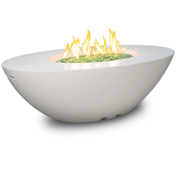 AFD Calais Oval Chat Height Fire Table, Shown in White Aspen