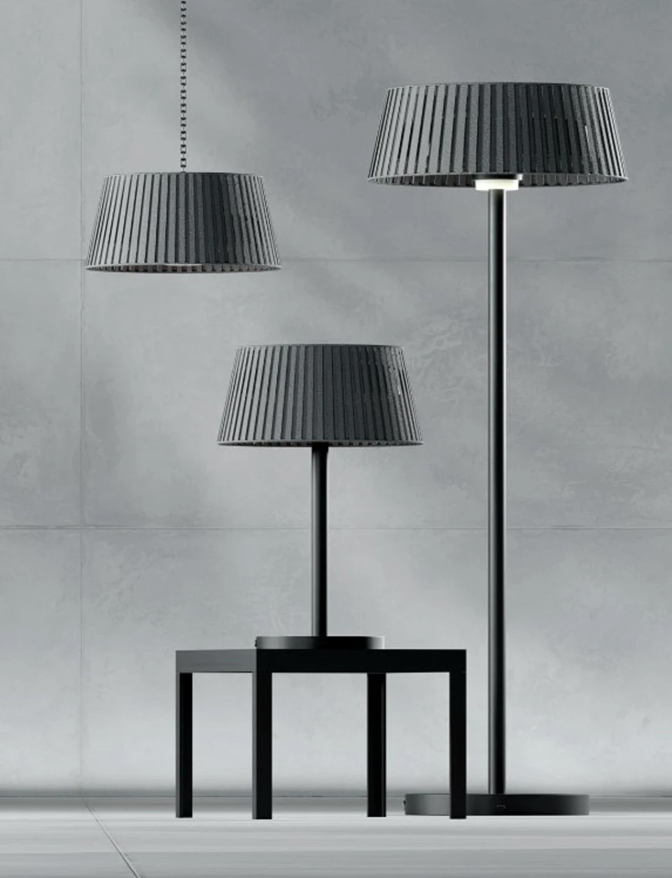 Eurofase Vellura accent patio heater and lamp in charcoal grey