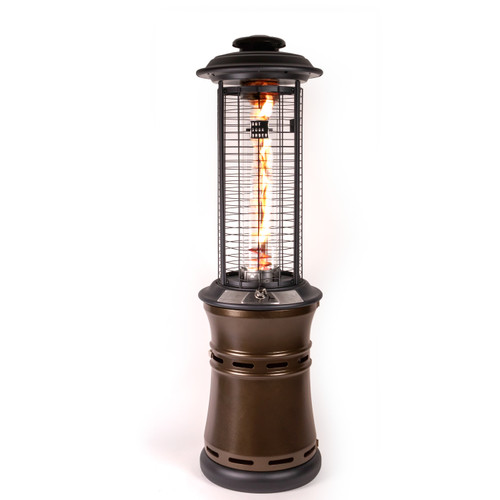 The Axis Portable Glass Tube Propane Patio Heater by Outdoor Order, Bronze, ODO-AXIS-BR-LP